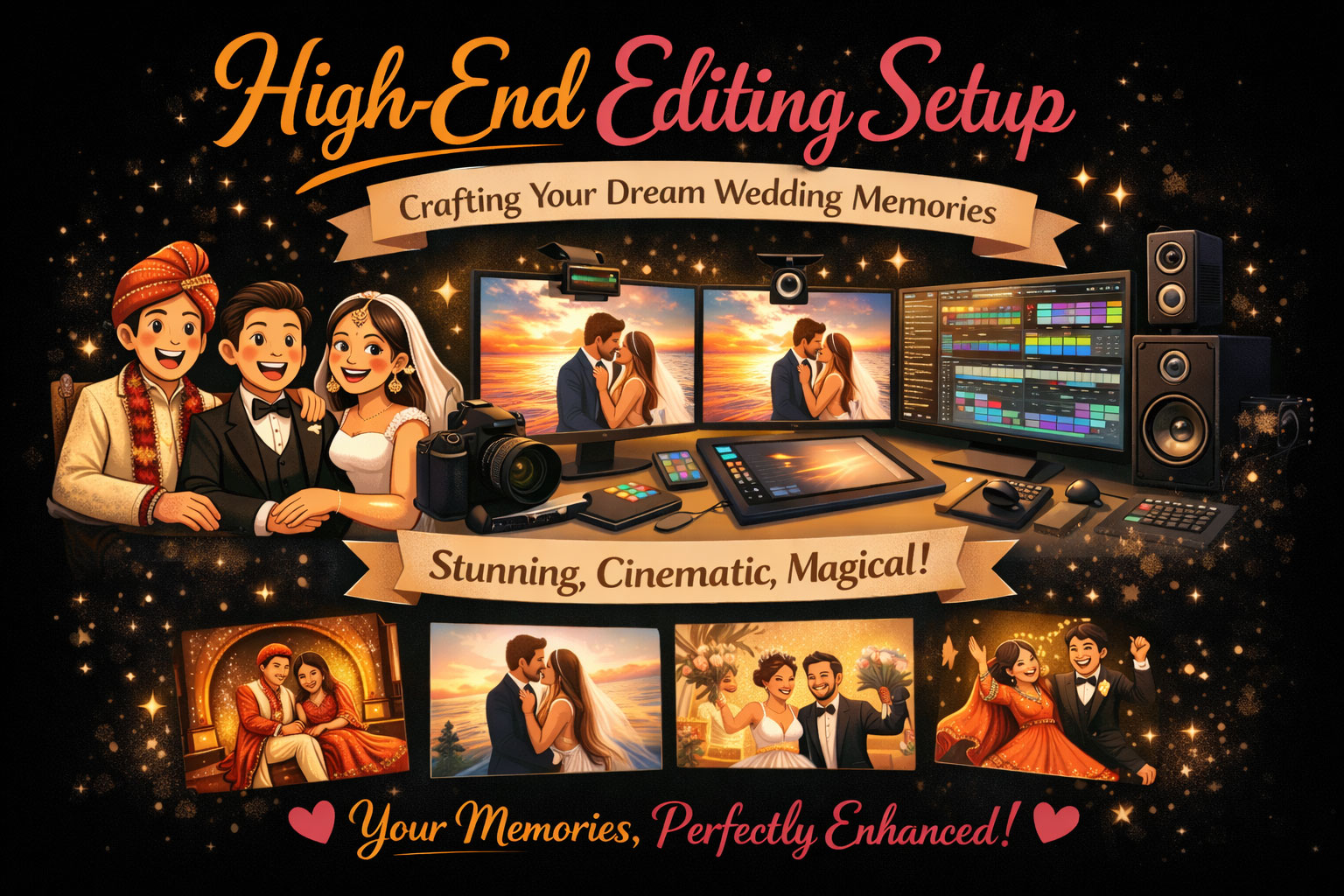 High End Editing Setup Couple